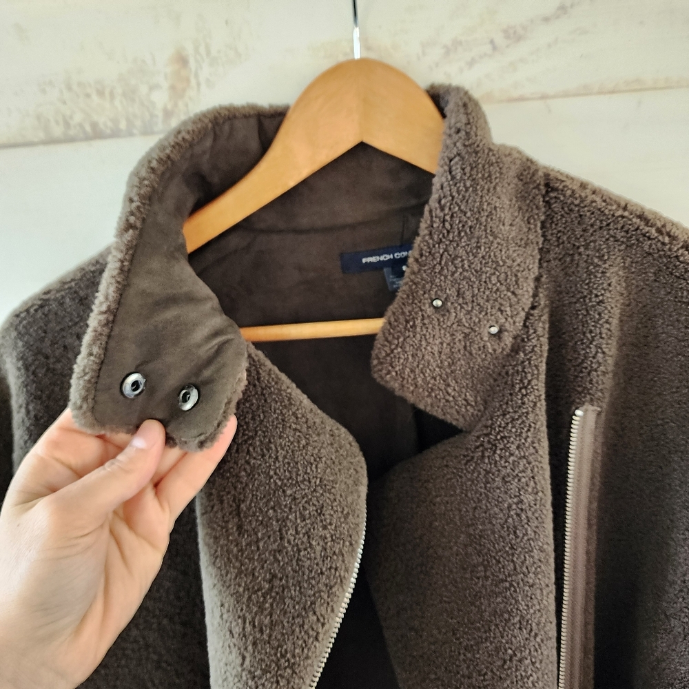 French Connection Irenea Dark Green Teddy Faux Fur Jacket - Picture 9 of 11